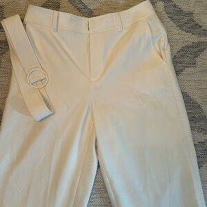 Club Monaco Cream pants with belt